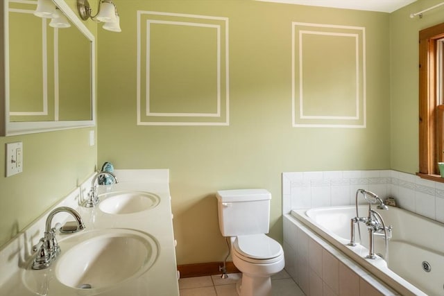 29 Miscoe Rd, Mendon, MA 01756 - bathroom with a jetted tub, tile patterned floors, and double vanity