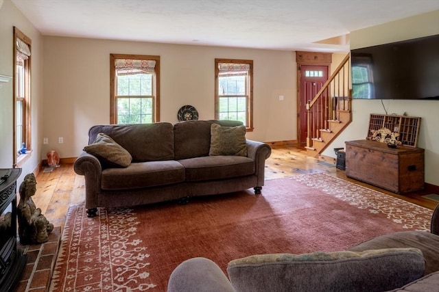29 Miscoe Rd, Mendon, MA 01756 - living room with wood-type flooring and stairway