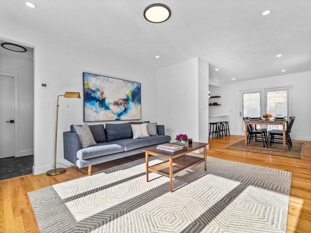 living room featuring light hardwood / wood-style floors