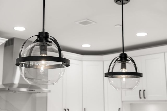 18 Franklin Unit 202, Salem, MA 01970 - kitchen view of white cabinets, hanging light fixtures, and recessed lighting