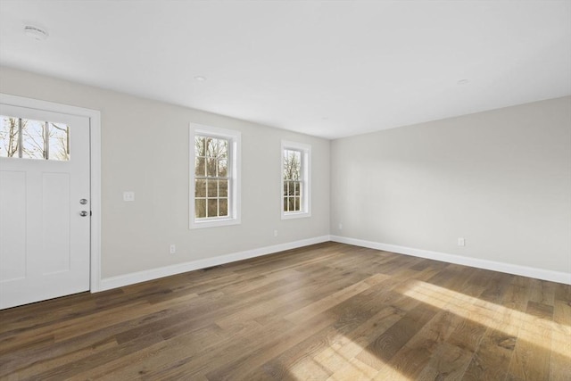 foyer entrance with hardwood / wood-style flooring and a healthy amount of sunlight