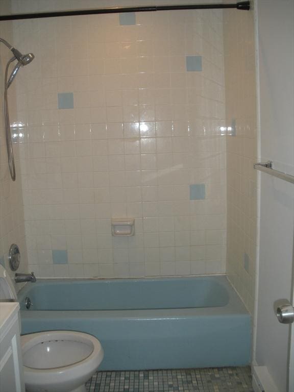 47 W St Unit A2, Randolph, MA 02368 - bathroom with tile patterned flooring, toilet, shower / bath combination, and vanity