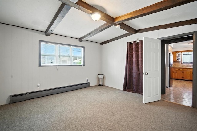 16 Laurel St, Springfield, MA 01107 - unfurnished bedroom featuring baseboard heating, carpet floors, and multiple windows