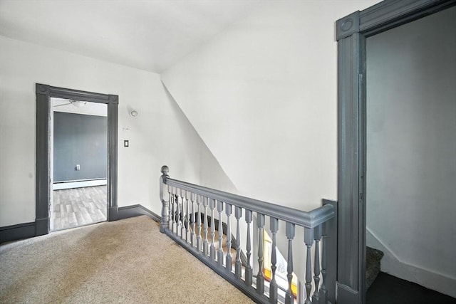 16 Laurel St, Springfield, MA 01107 - hallway featuring an upstairs landing, a baseboard heating unit, and carpet flooring