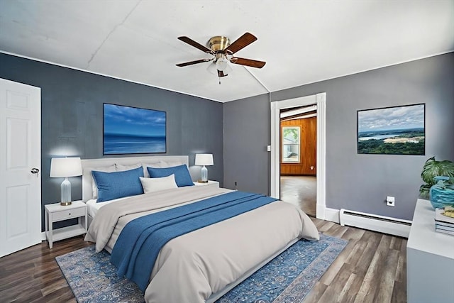 16 Laurel St, Springfield, MA 01107 - bedroom with a baseboard radiator, wood finished floors, and ceiling fan