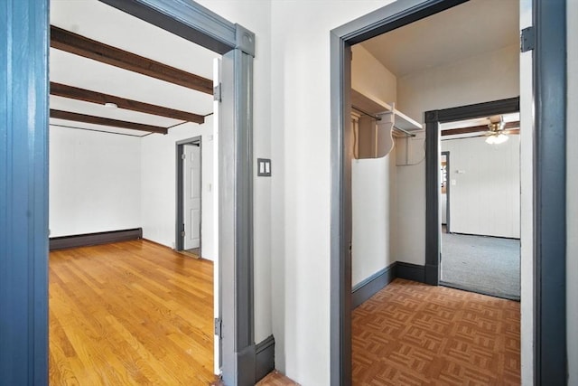 16 Laurel St, Springfield, MA 01107 - hall featuring a baseboard radiator and beamed ceiling