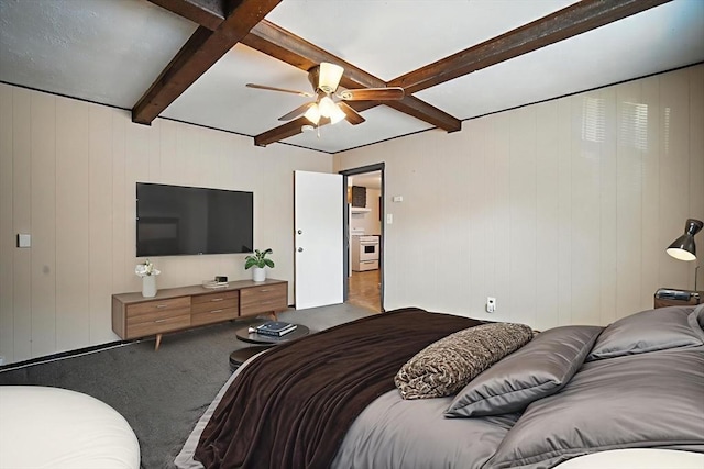 16 Laurel St, Springfield, MA 01107 - bedroom with carpet flooring, beam ceiling, and a ceiling fan