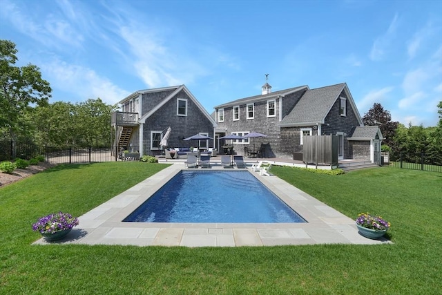 27 Watcha Path, Edgartown, MA 02539 - view of pool featuring stairway and a patio area