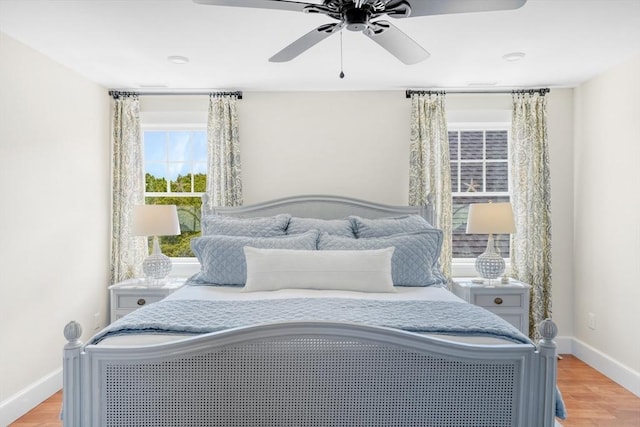27 Watcha Path, Edgartown, MA 02539 - bedroom featuring light wood-style floors and a ceiling fan