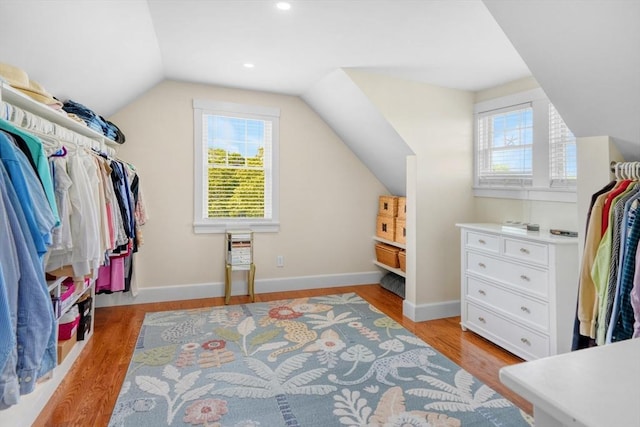 27 Watcha Path, Edgartown, MA 02539 - spacious closet featuring lofted ceiling and light wood-style floors