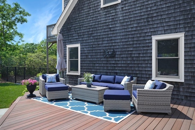 27 Watcha Path, Edgartown, MA 02539 - deck with an outdoor hangout area