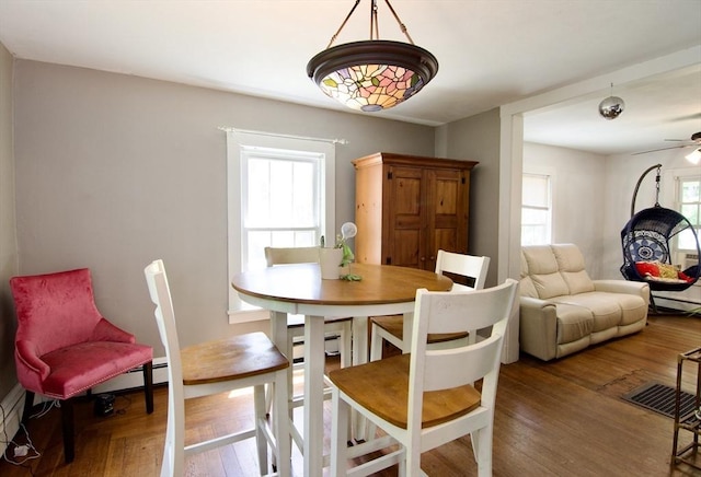 31 E St, Stafford, CT 06076 - dining room featuring a ceiling fan and wood finished floors