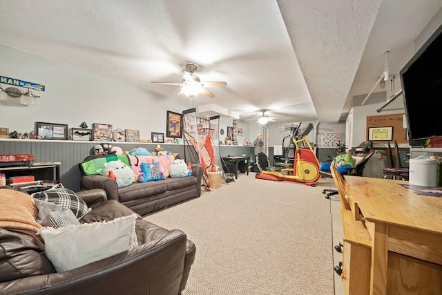 547 Washington St Unit B13, Pembroke, MA 02359 - living room featuring carpet floors and a ceiling fan