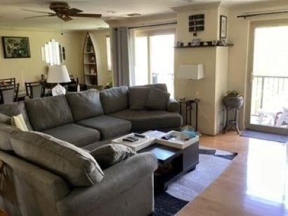 154 Lynnway Unit 309, Lynn, MA 01902 - living room featuring a ceiling fan and wood finished floors