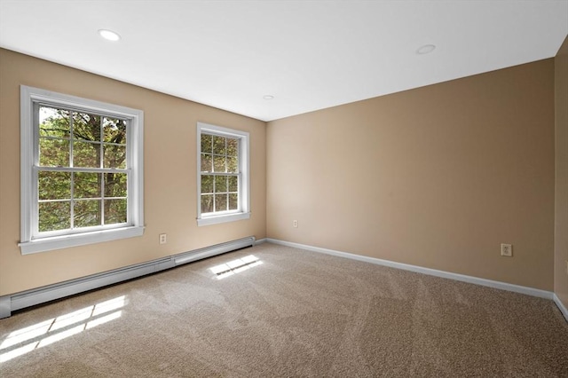 26 Harvest Rd, Reading, MA 01867 - spare room featuring baseboard heating, carpet floors, and recessed lighting