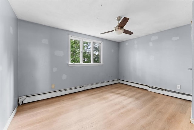 59 Harvard St, Everett, MA 02149 - spare room with wood finished floors, a ceiling fan, and baseboard heating