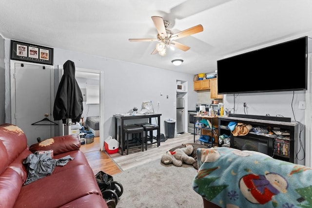 59 Harvard St, Everett, MA 02149 - living area featuring light wood-style floors and a ceiling fan