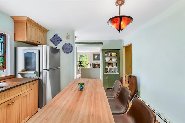 dining area with baseboard heating