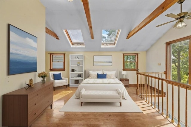 94 Clinton Rd, Weymouth, MA 02189 - bedroom featuring a skylight, wood finished floors, and a ceiling fan