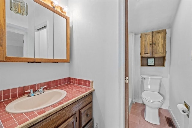 94 Clinton Rd, Weymouth, MA 02189 - bathroom with vanity, tile patterned flooring, and tasteful backsplash