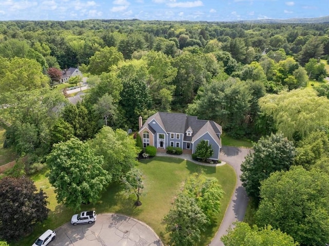 45 Anselm Way, Sudbury, MA 01776 - view from above of property with a heavily wooded area
