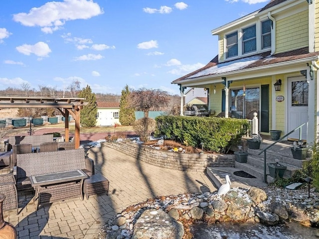 view of patio with a pergola