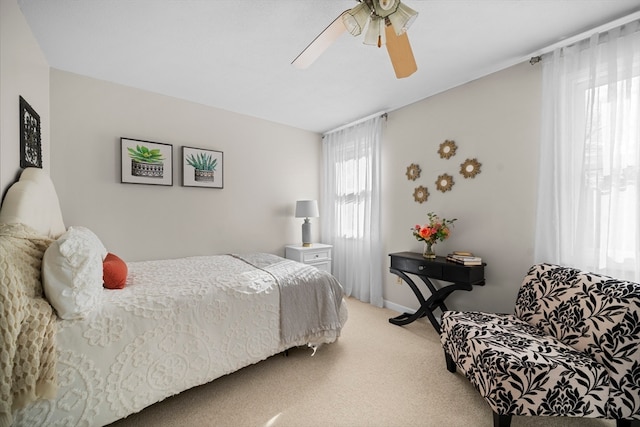 bedroom featuring carpet and ceiling fan