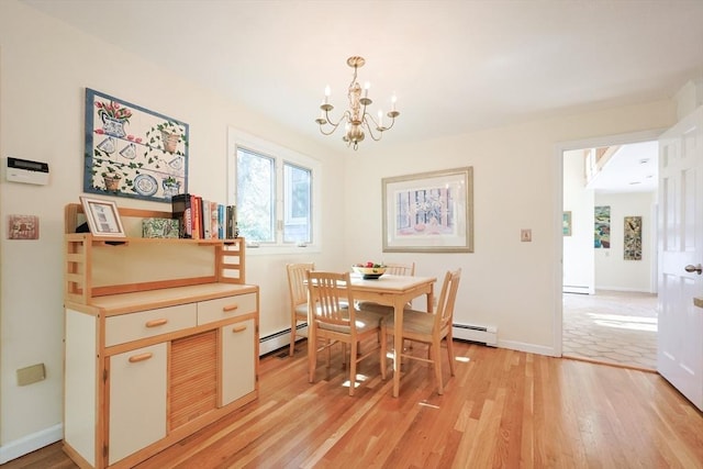 8 Fieldstone Ln, Natick, MA 01760 - dining room with a notable chandelier, a baseboard heating unit, light wood-style flooring, and a baseboard radiator