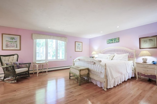 8 Fieldstone Ln, Natick, MA 01760 - bedroom with light wood-style floors, a baseboard radiator, and recessed lighting