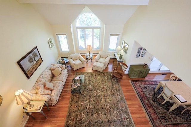 8 Fieldstone Ln, Natick, MA 01760 - living area featuring plenty of natural light, wood finished floors, and lofted ceiling