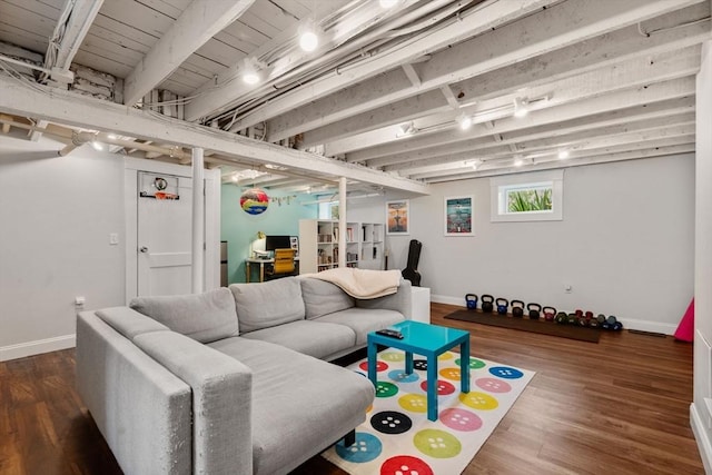 41 Bancroft St, Watertown, MA 02472 - living area with baseboards and wood finished floors