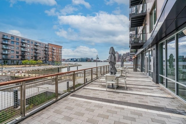 balcony with a water view