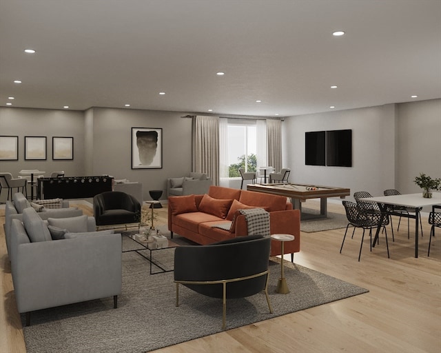 living room featuring light wood-type flooring