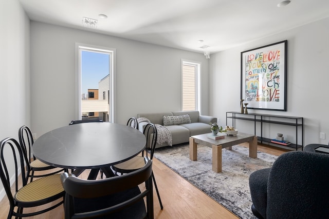 living room featuring plenty of natural light and wood-type flooring