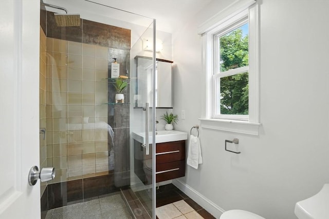 33 Century St Unit 3, Somerville, MA 02145 - full bathroom featuring a shower stall, vanity, and tile patterned flooring