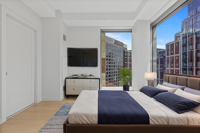 bedroom featuring light hardwood / wood-style flooring