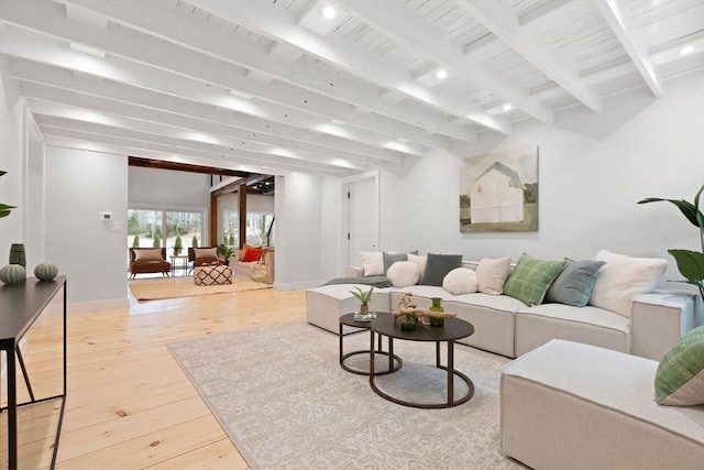 540 S Orleans, Orleans, MA 02653 - living area with beam ceiling, hardwood / wood-style floors, and baseboards