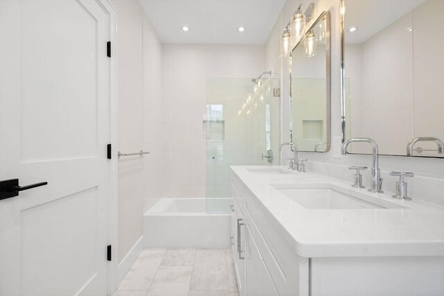 540 S Orleans, Orleans, MA 02653 - bathroom featuring double vanity, bathtub / shower combination, and recessed lighting