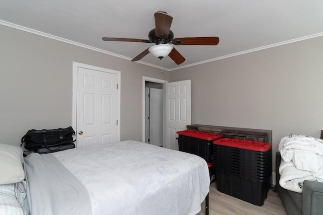 1 Commonwealth Ave, Sturbridge, MA 01518 - bedroom featuring light wood-type flooring, ornamental molding, and ceiling fan