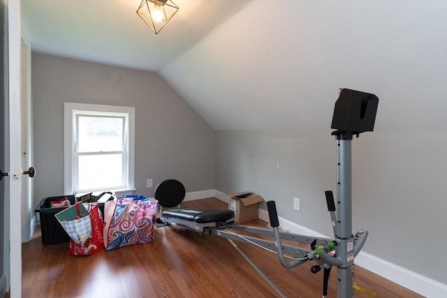 1 Commonwealth Ave, Sturbridge, MA 01518 - workout area with vaulted ceiling and wood finished floors