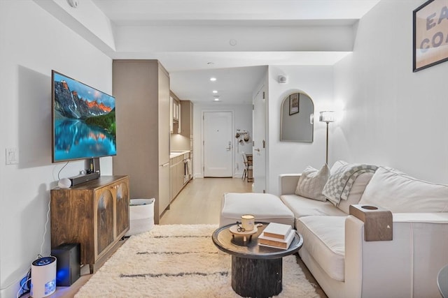 living room with light wood-type flooring