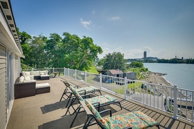 104 Kings Cove Beach Rd, Weymouth, MA 02191 - patio / terrace featuring an outdoor hangout area and a water view