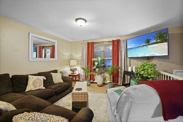 living room with hardwood / wood-style flooring