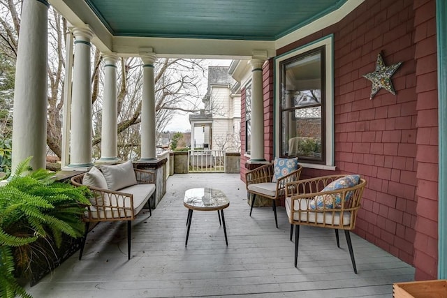 deck with an outdoor living space