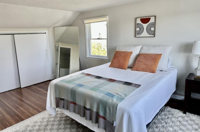 1 S Ave Unit 1, Hull, MA 02045 - bedroom featuring a closet, vaulted ceiling, and wood finished floors