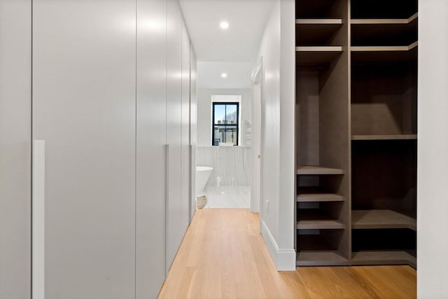 interior space with light hardwood / wood-style floors