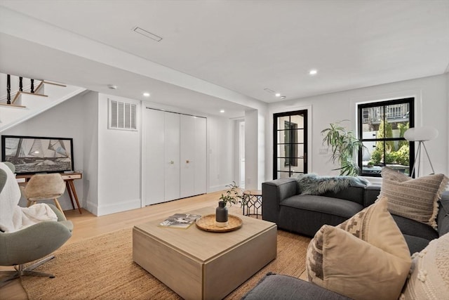 living room featuring light hardwood / wood-style floors