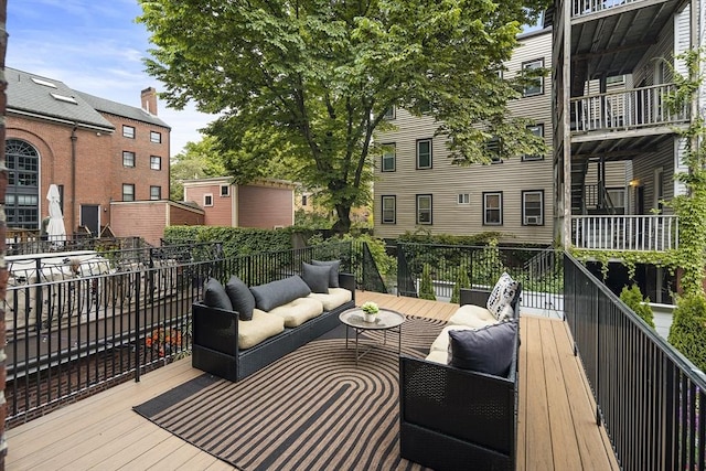 deck with an outdoor living space