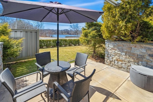 view of patio / terrace featuring fence