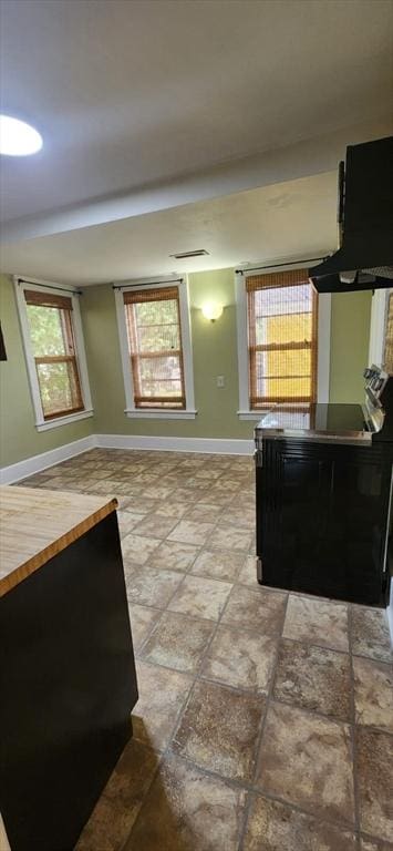 interior space with wood counters